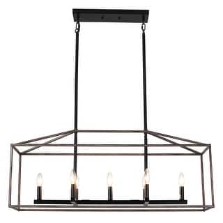 7-Light Farmhouse Hanging Linear Island Chandelier Lighting for Kitchen Island