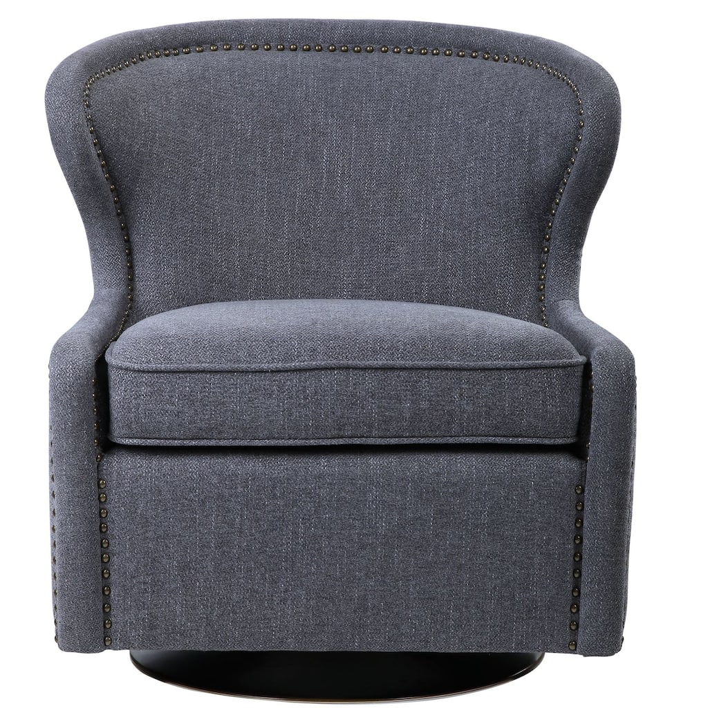 Uttermost Biscay 28" Wide Wingback Swivel Chair with Herringbone