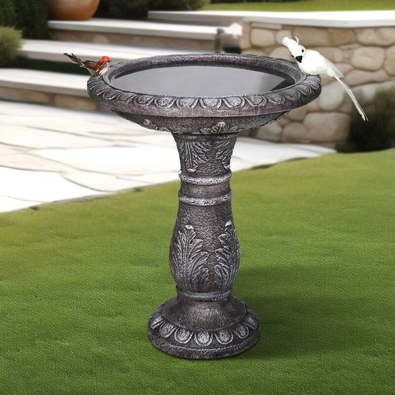 24.4" H Outdoor Concrete Bird Bath - Perfect for Adding Interest to Garden, Patio, Backyard, Porch and Deck