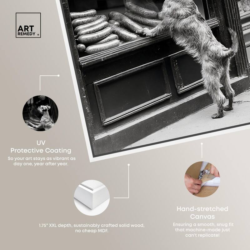 Window Shopping Pup Canvas by Art Remedy