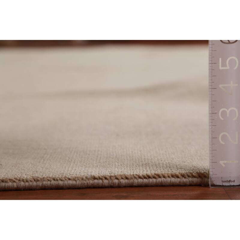 Hand Knotted Oriental 100% Wool Carpet Modern Solid Beige & Ivories Gabbeh Area Rug - 13' 9'' X 9' 11''