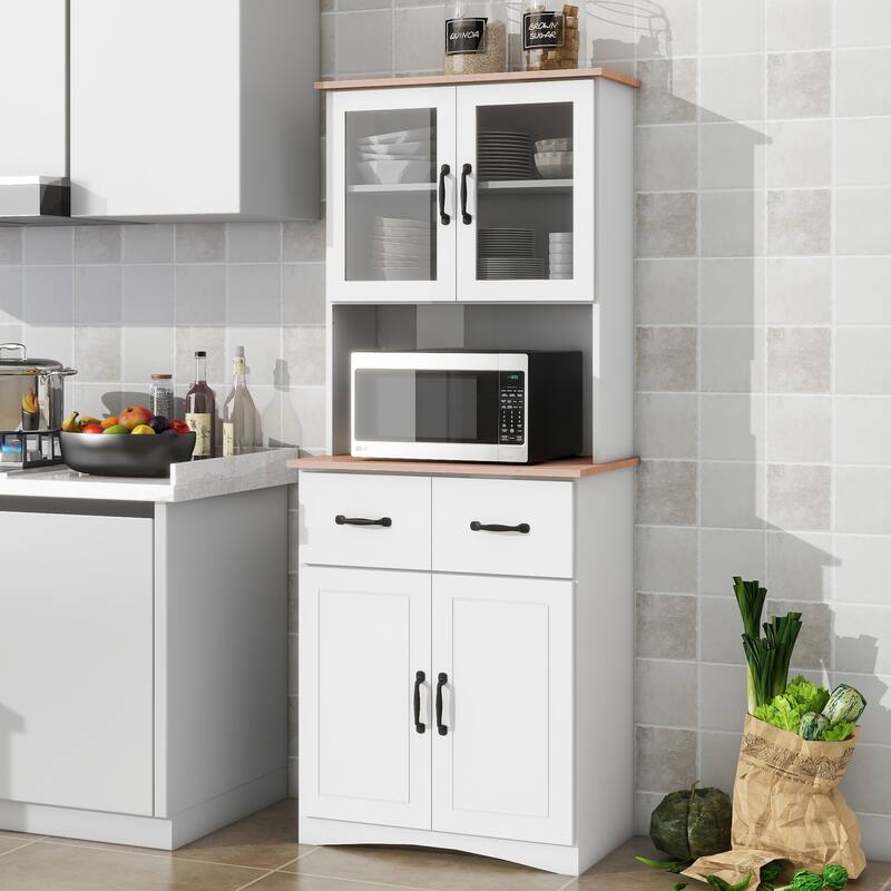 23.62" W Wooden Kitchen Pantry Cabinet with Drawers,Doors and Adjustable Shelves - 67 inch