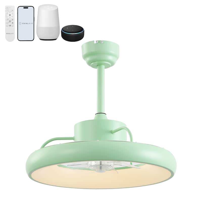 Loren 20" Modern 6-Speed Metal Dimmable Smart LED Ceiling Fan, App & Remote - 11.5 Inches