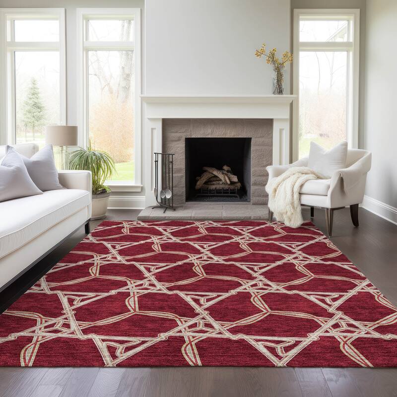 Machine Washable Indoor/ Outdoor Transitional Links Chantille Rug