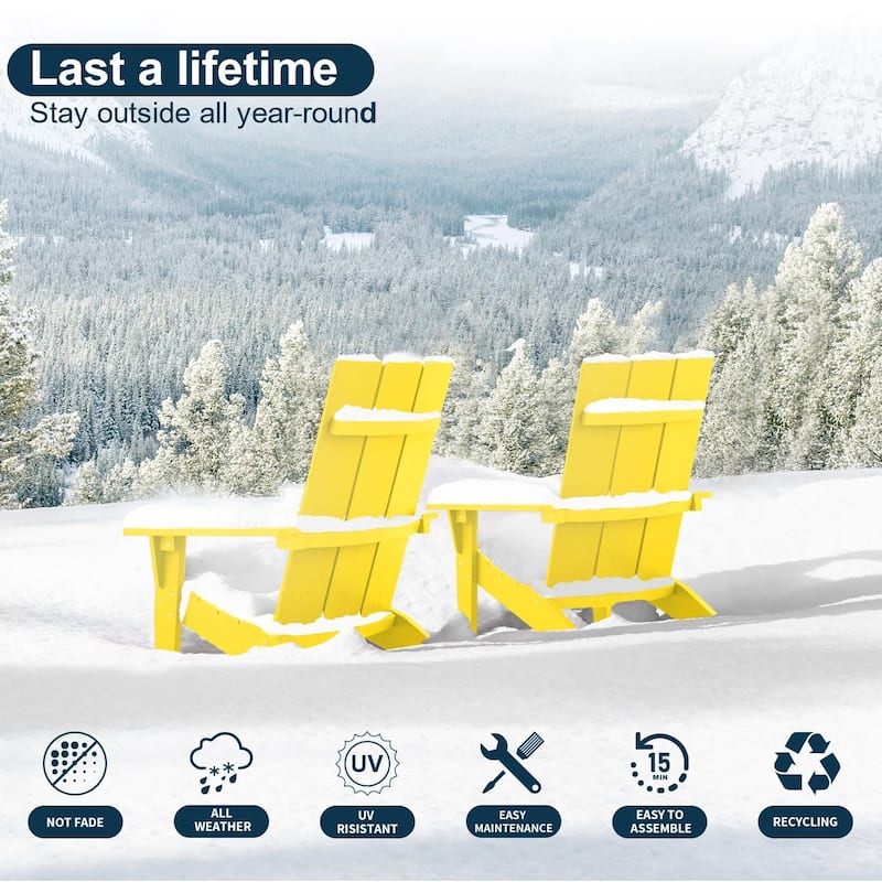 WINSOON All-Weather HIPS Outdoor Adirondack Chairs with Cup Holder Set Of 4