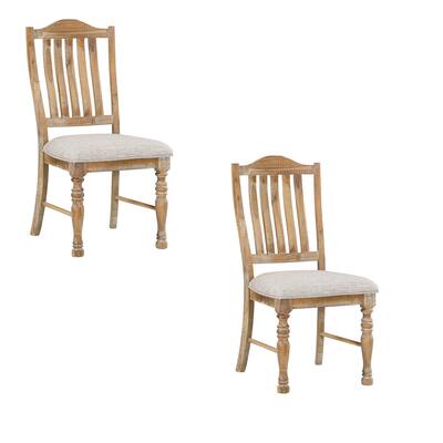 Brown/Gray Fabric Upholstered Wood Frame Dining Chair, Set of 2, Sturdy Dining Chair for Dining Rooms - 19