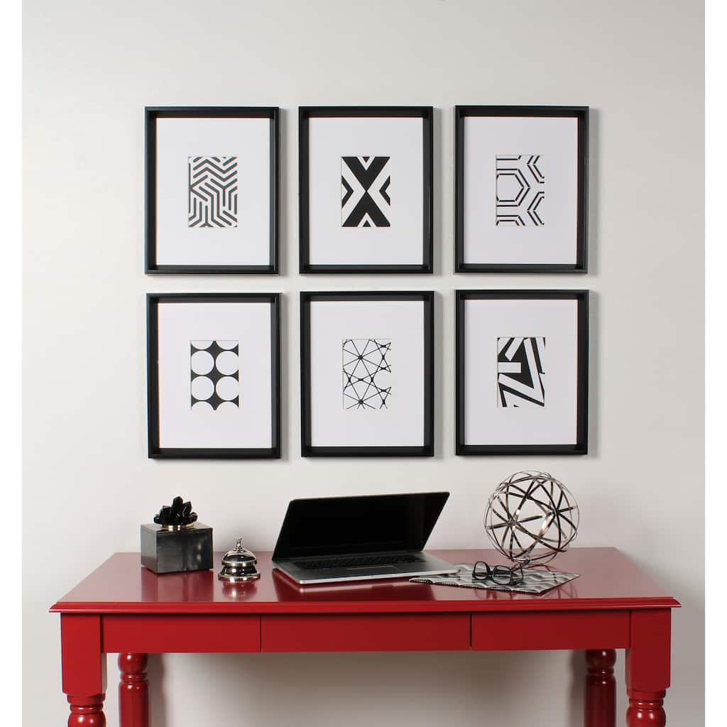 Kate and Laurel Calter 6 Piece Framed Black and White Print Art Set