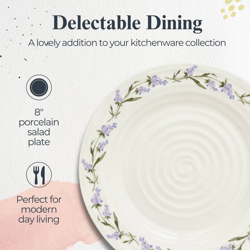 Portmeirion Set of 4 Sophie Conran Lavandula Salad Plates - 8 in