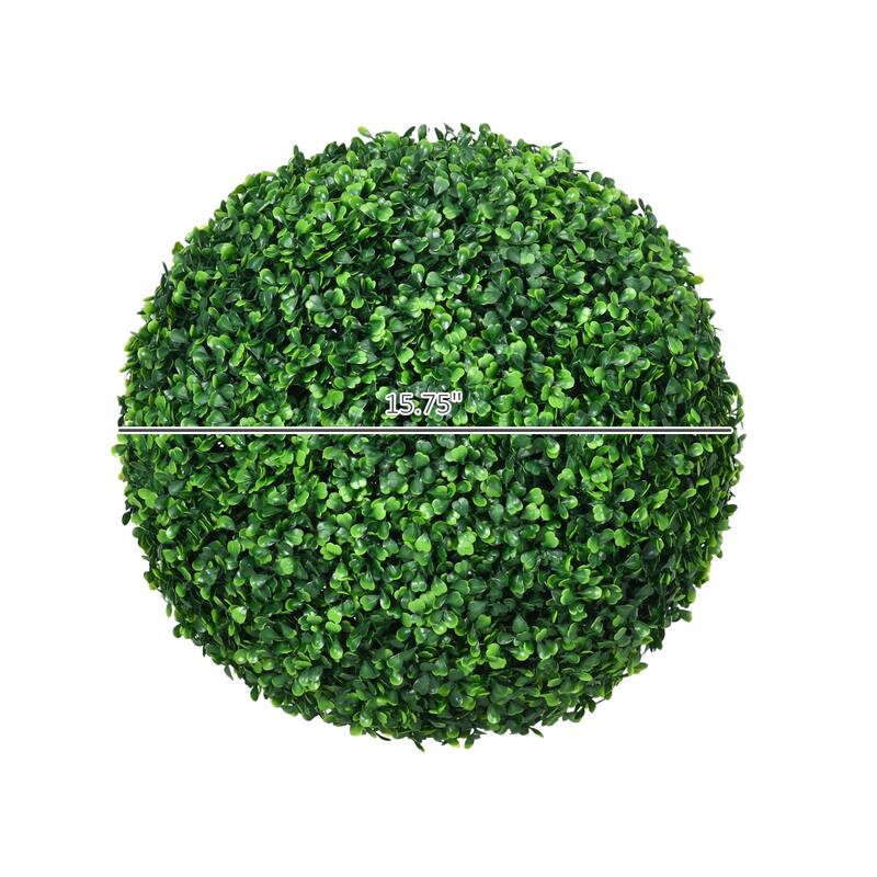 Set of 2 Artificial Topiary Balls Green Boxwood UV-Protected Home Office Outdoor Decorative Sphere 15.7 Inch - 15.7" Dia