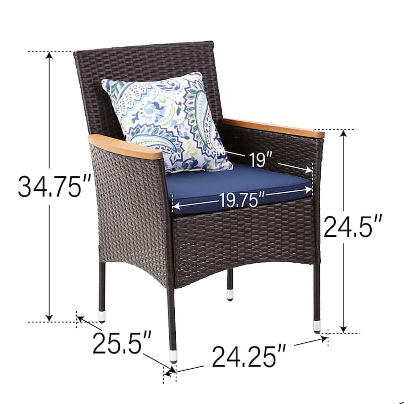 7/9 Patio Dining Set, Expendable Rectangular Outdoor Dining Table with Rattan Chairs