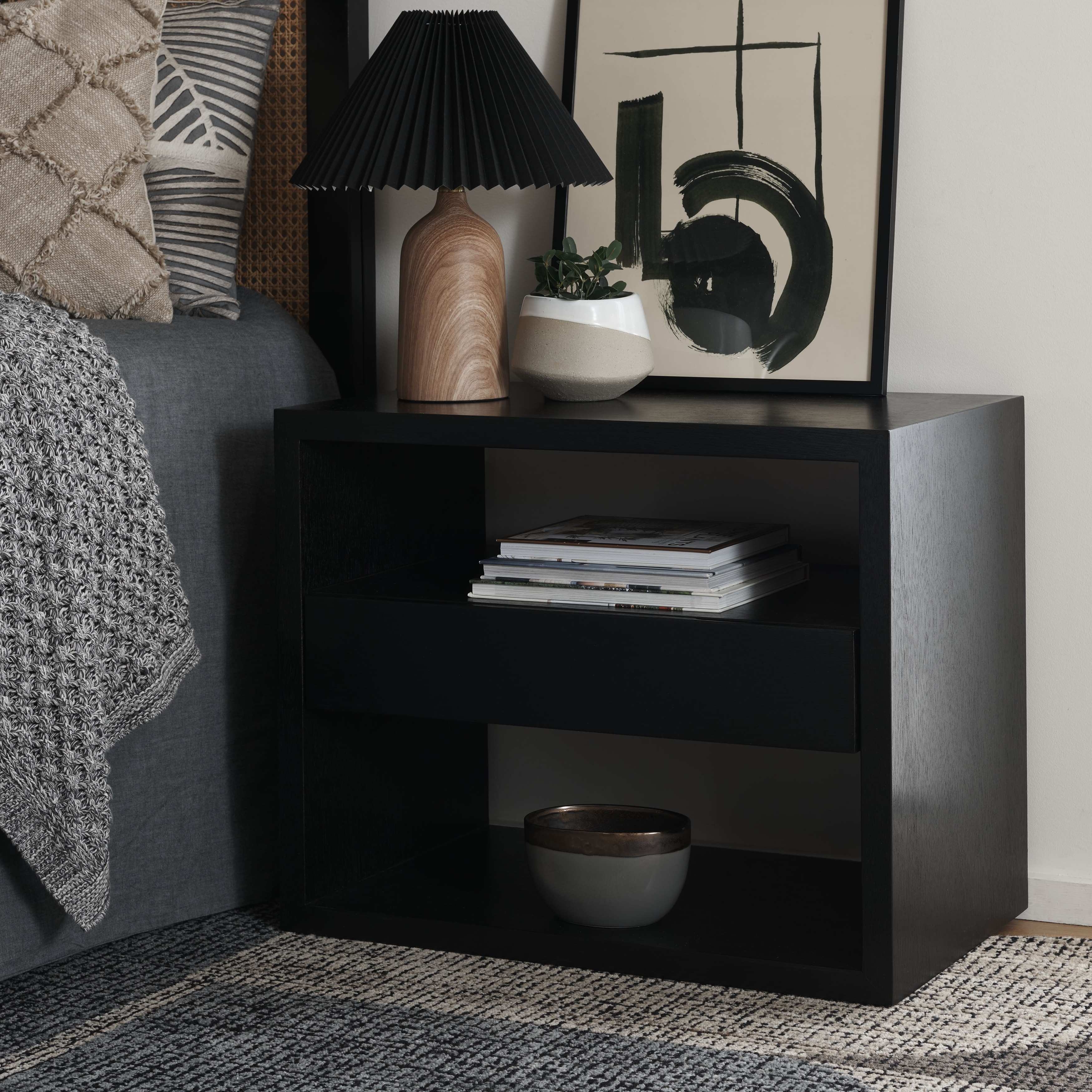 SAFAVIEH Unique Modern Engineered Wood Nightstand, Fully Assembled