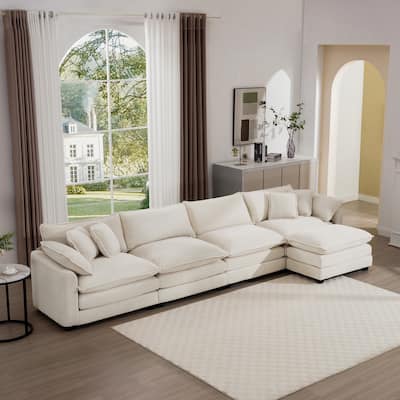 Classic 4-Seater Corduroy Modular Sofa with Ottoman, Perfect for Living Room