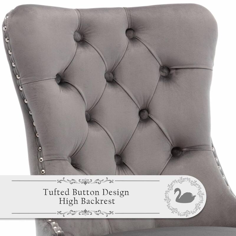 Tufted Naliheads Solid Wood Upholstered Dining Chairs Set of 6