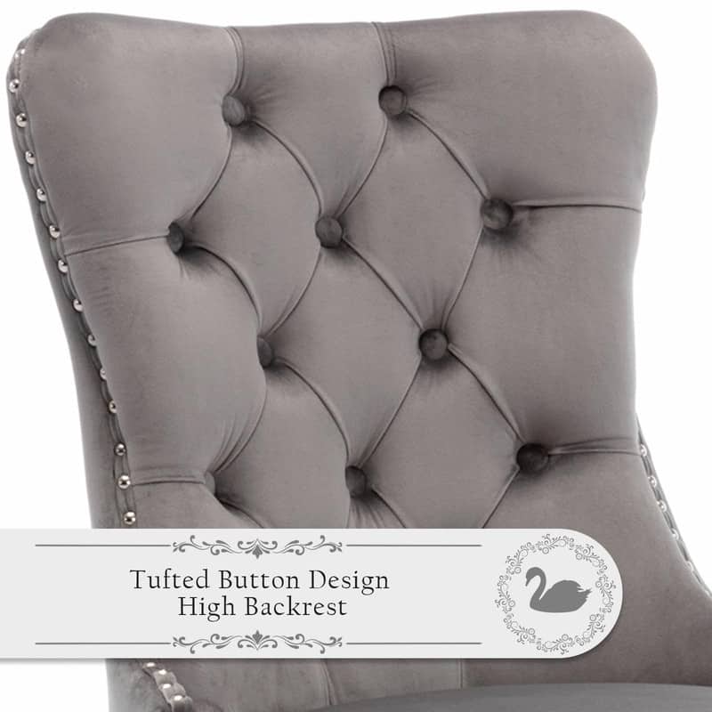 Tufted Naliheads Solid Wood Upholstered Dining Chairs (Set of 8)