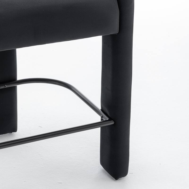 SEYNAR Modern Velvet 34.6''H Fixed Height Open-Back Bar Stool with Metal Footrest Set of 2