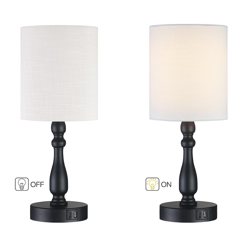 3-Way Dimmable Touch Control Small Table Lamp with USB Port