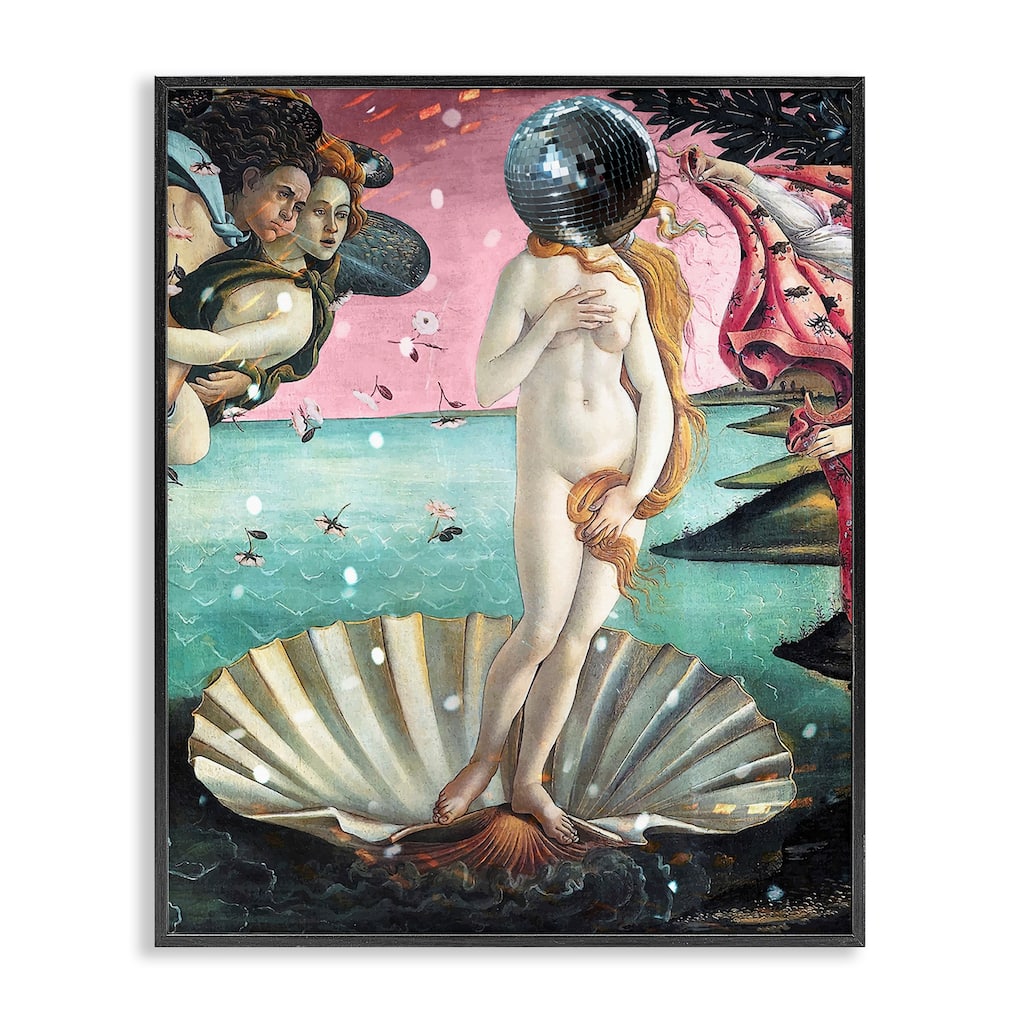 Stupell Classic Clamshell with Disco Ball Framed Giclee Art Design By Lil' Rue
