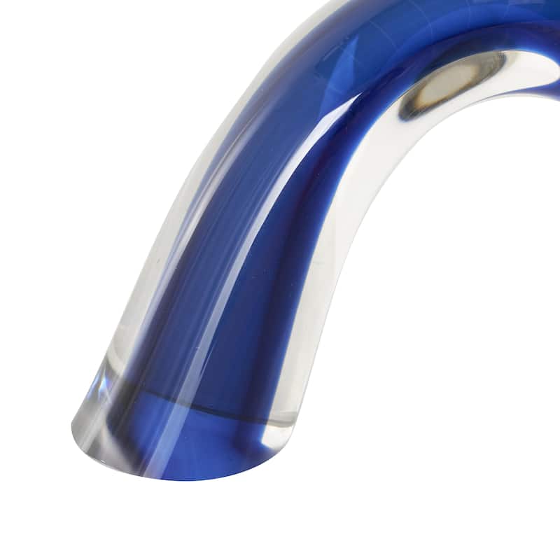 Glass Abstract Overlapping Arch Decorative Sculpture with Clear Accents - Set of 2 Blue or Orange - Roche River Decor