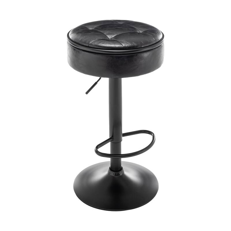 Round Storage Bar Stool Set of 2 360° Swivel
