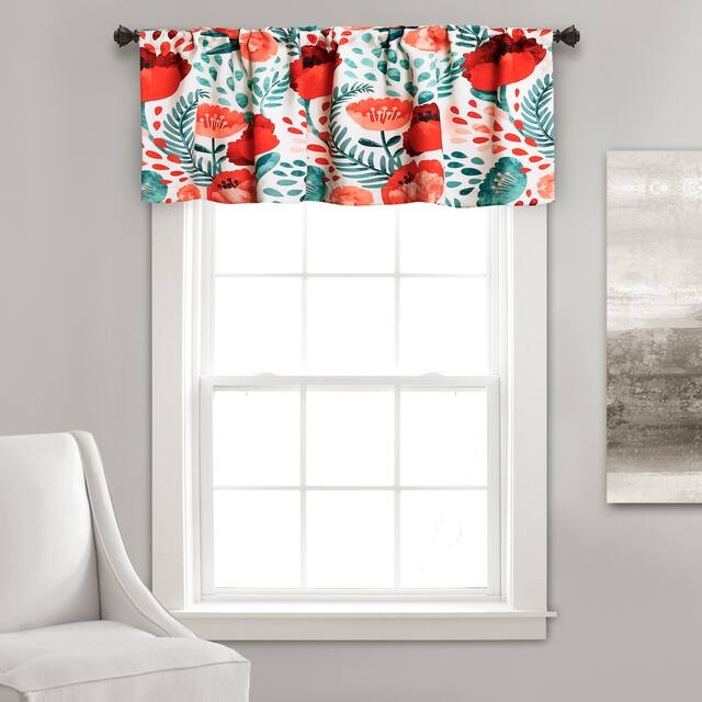 Porch & Den Egger Poppy Pattern Room Darkening Window Curtain Valance - Multi-Color