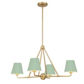 Xavier 4 Light Vibrant Gold and Green Chandelier - 31.75"W x 17"H x 31.75"D