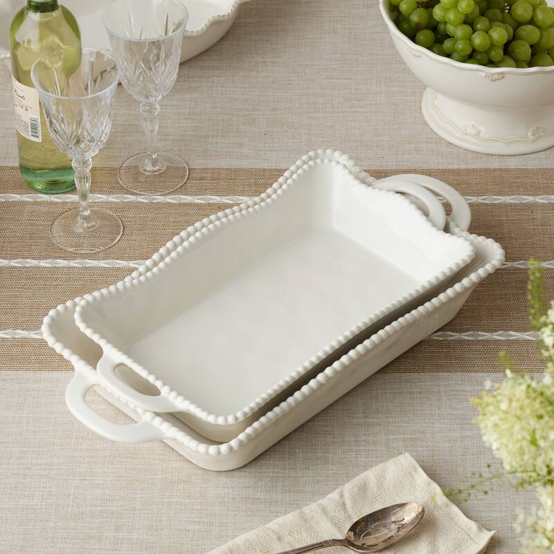 Certified International Perlette Cream Medium Rectagular Baker 16.25" x 8.5"
