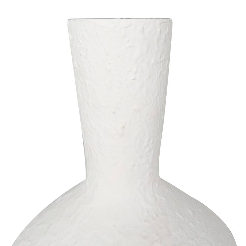 White Glass Textured Decorative Vase with Various Sizes (Set of 2)