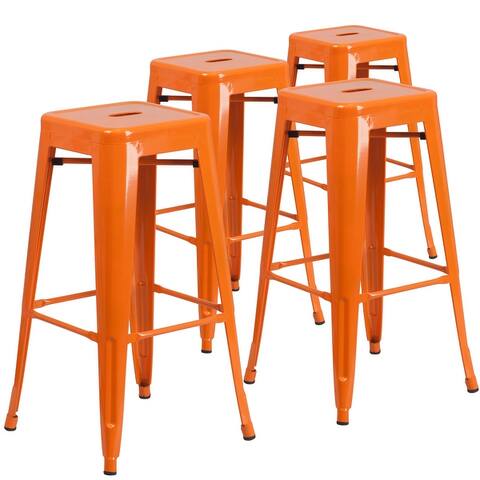 Backless Metal Indoor/Outdoor Square Barstool (Set of 4)