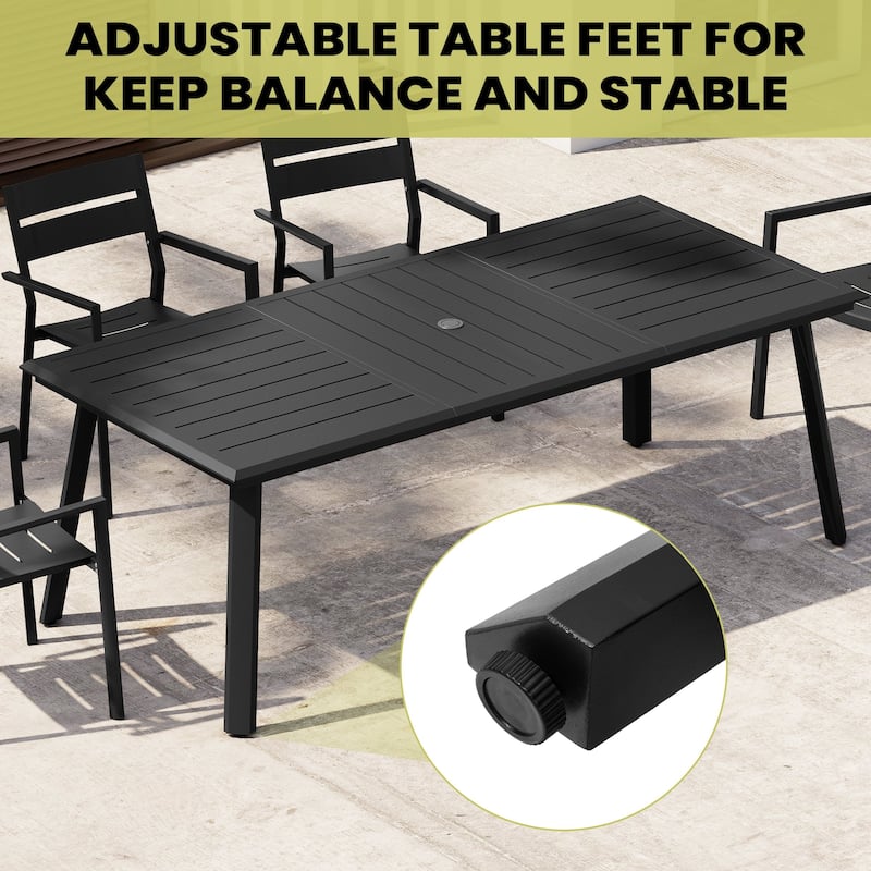 7/9-Piece Set Outdoor Aluminum Dining Table and Dining Chairs with Sunbrella Fabric Cushion
