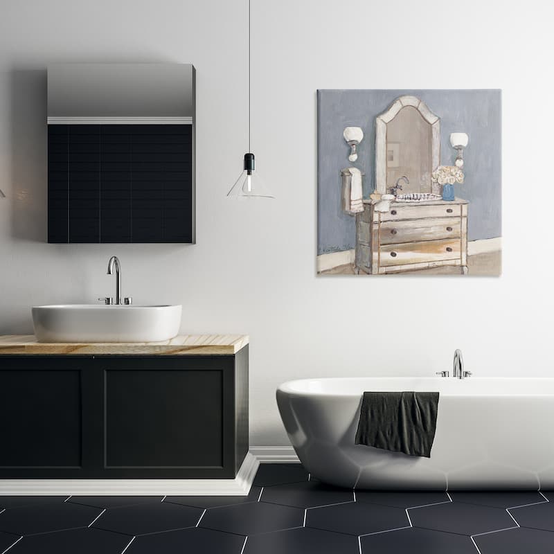 Stupell Bathroom Sink & Mirror Canvas Wall Art Design By Charlene Olson