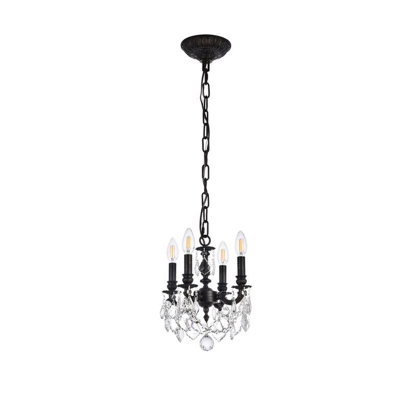 Somette Crystal 4-light Dark Bronze Finish Chandelier