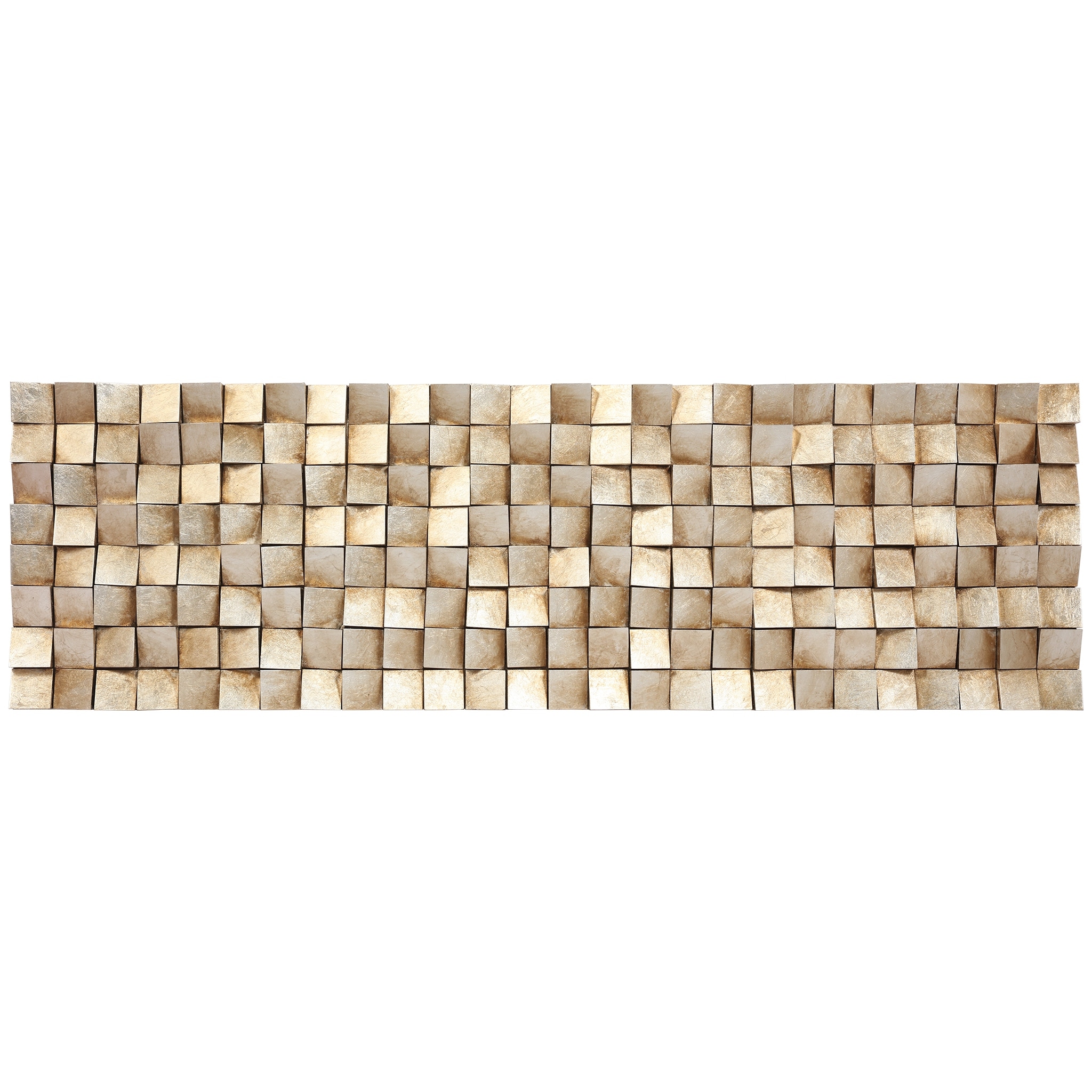 "Textured II" Hand Painted Rugged Blocks with Yellow Leaf Wall Art Sculpture