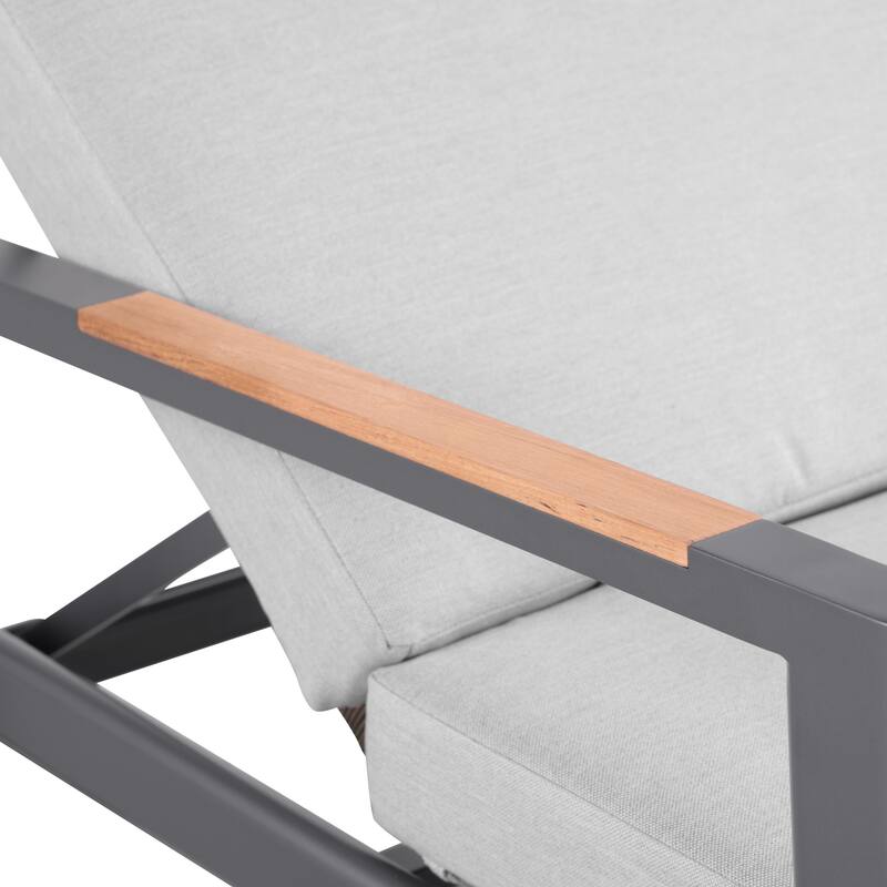 Arlo Teak & Wicker Aluminum Dual-Use Outdoor Chaise Lounge (Set of 2)