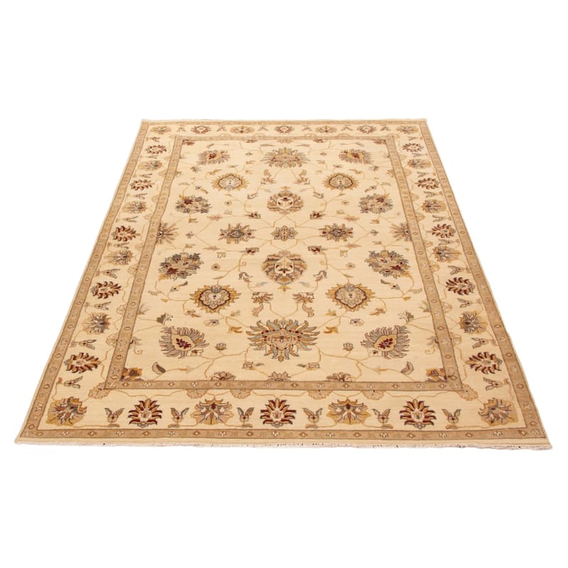ECARPETGALLERY Hand-knotted Jamshidpour Cream Wool Rug - 6' 4" x 9' 7"