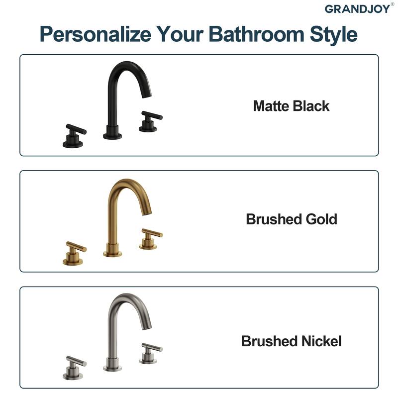 GRANDJOY 8" Mid Arc Widespread 2-Handle Bathroom Faucet
