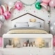 preview thumbnail 2 of 10, Full Size House Platform Bed with LED Lights and Storage