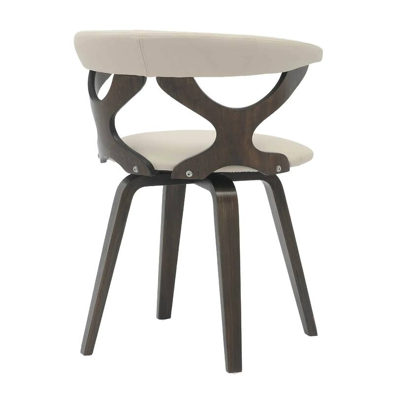 Klyne Leather Dining Chair with Poplar Wood Frame - Mid-Century Wooden Accent Chair with Swivel Base Set of 4