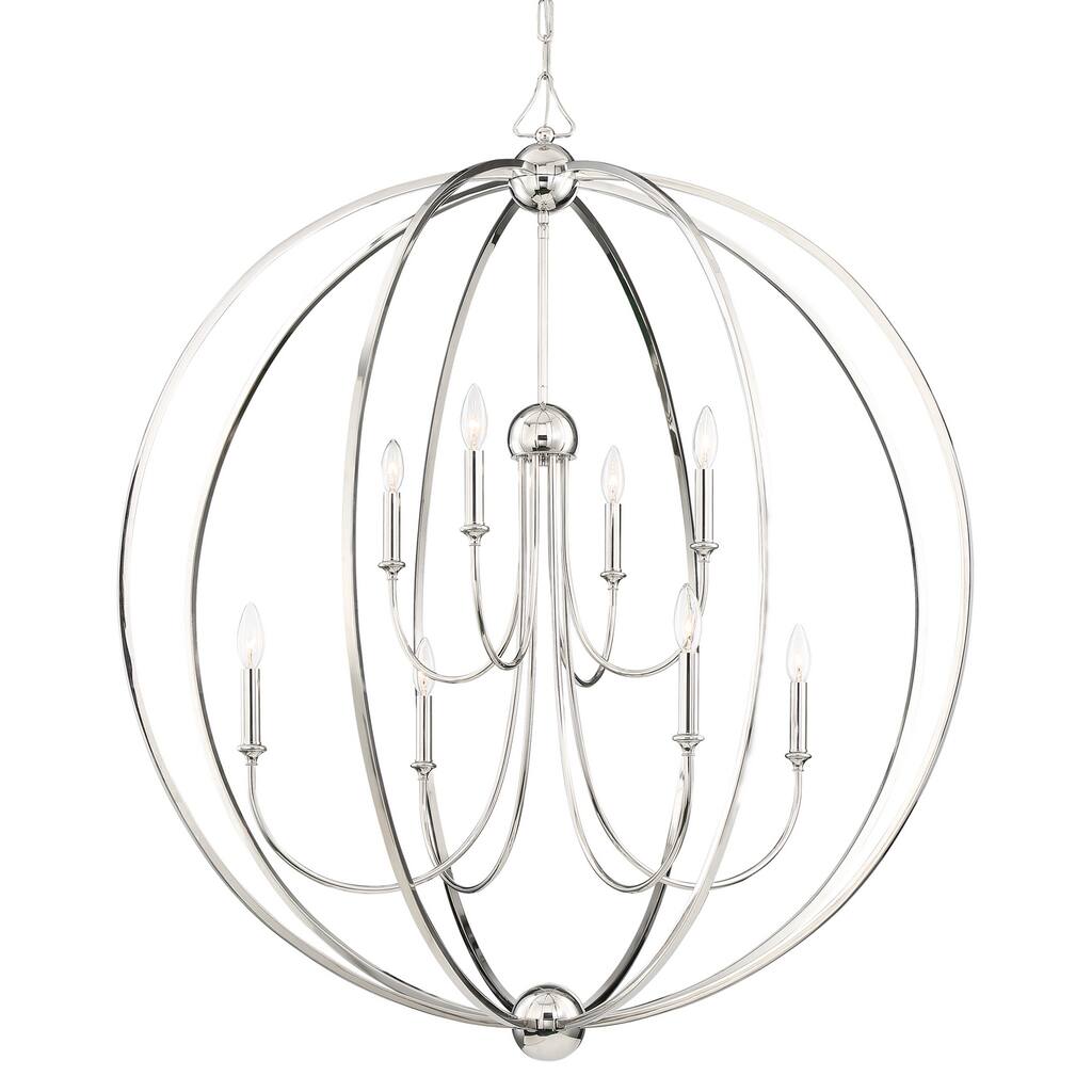 Timeless Home Eight Light Chandelier Sylvan Polished Nickel - Exact Size
