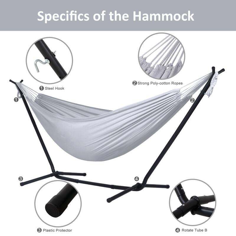 10.7 ft. 2-Person Brazilian-Style hammock with Stand - Convertible