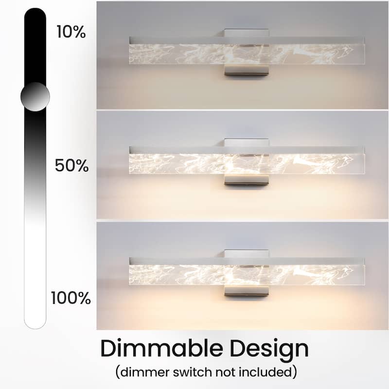 LED Bathroom Vanity Light 24/32/39 inch Dimmable Metal Wall Sconce - Black/Warm White Light