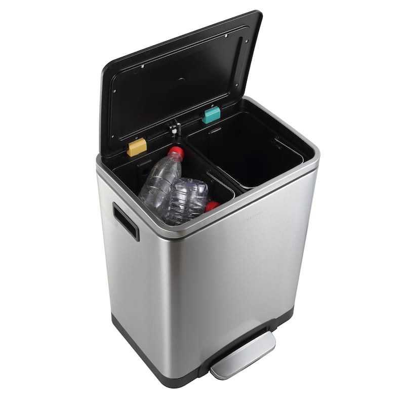 happimess Elmo Rectangular 8-Gallon Double Bucket Trash Can with Soft-Close Lid