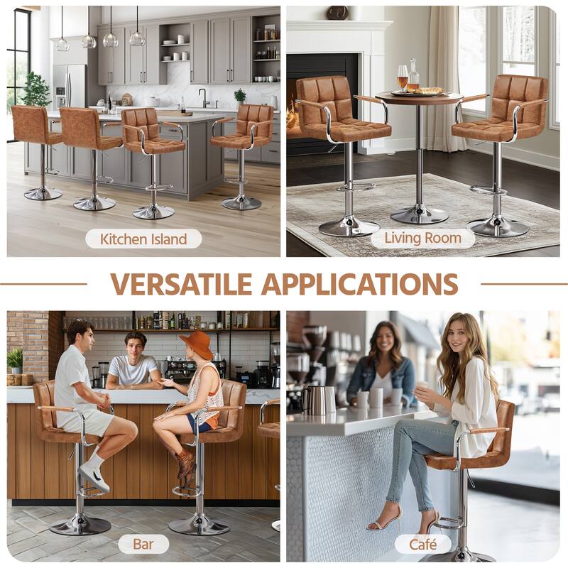 Yaheetech Bar Stools with 360-Degree Swivel and Adjustable Height- Set of 2
