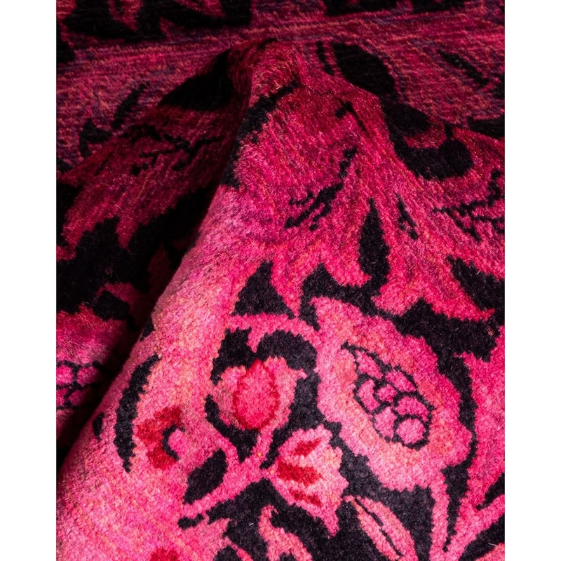 Overton Hand Knotted Wool Vintage Inspired Modern Contemporary Overdyed Pink Area Rug - 2' 8" x 4' 3"