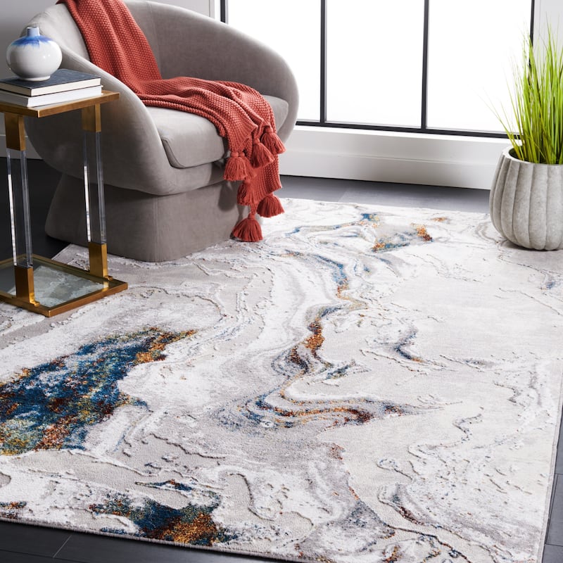 SAFAVIEH Amelia Berendina Modern Abstract Rug - 5'5" x 7'7" - Grey/Blue Gold