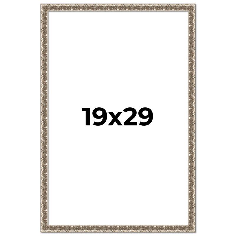 19x29 Frame Silver Versailles Ornate Solid Wood Picture Frame | 1 Inch