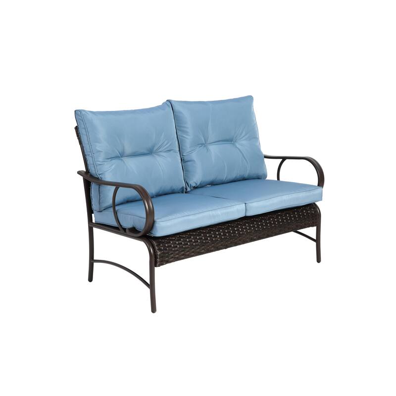 Classic Patio Sofa Wicker Conversation Set Rattan Sofa Chair wTable