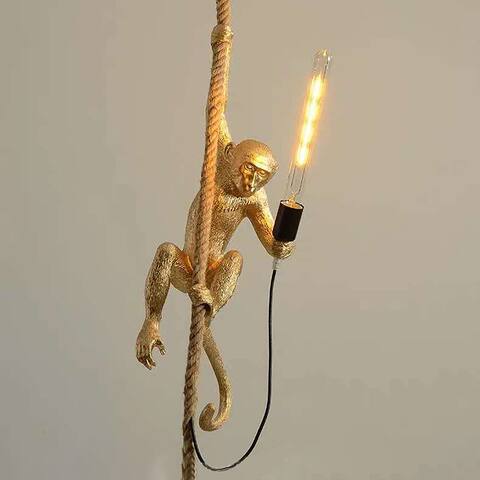 Bostick Modern Artistic Hanging Monkey Pendant Light Chandelier with Rope
