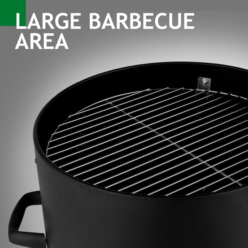Black Steel Charcoal Smoker With Three Layer Round BBQ Grill