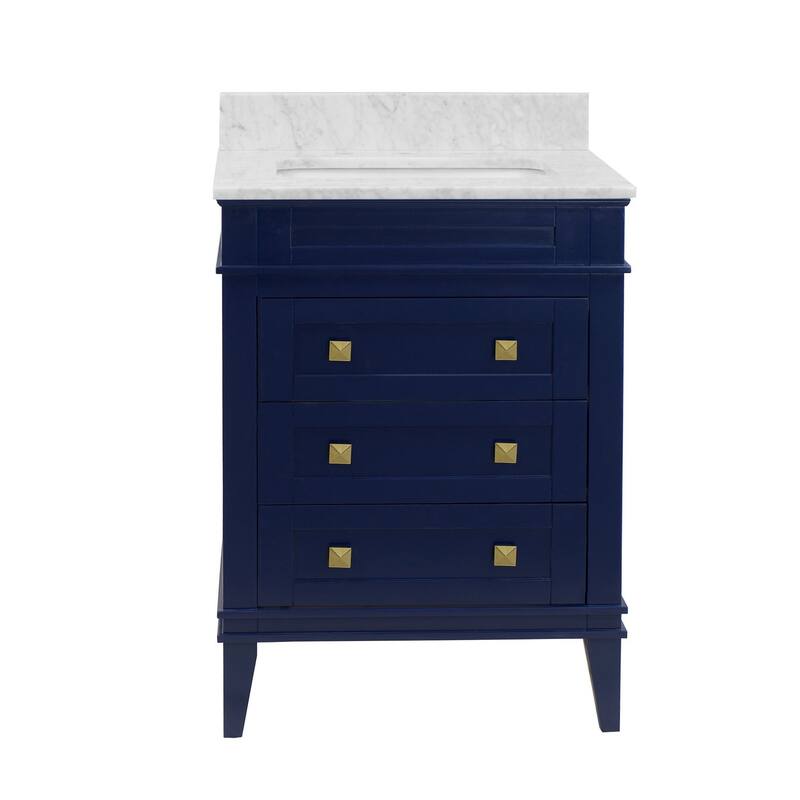KitchenBathCollection Eleanor 24" Bathroom Vanity with Carrara Marble Top
