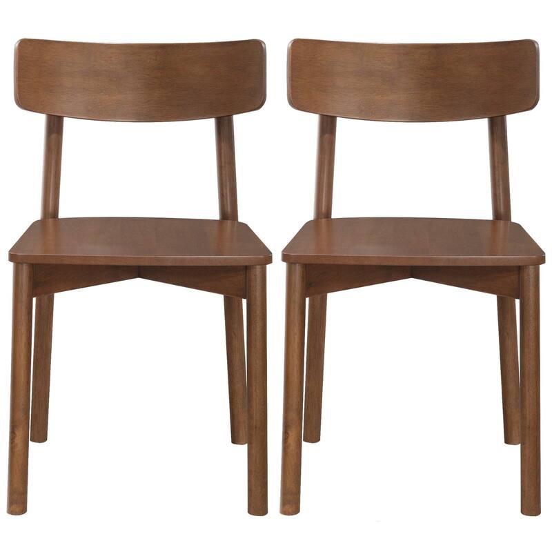 GDFStudio - Mid-Century Modern Solid Wood Dining Chair Set with Contoured Seat Design and Curved Backrest, Set of 2 - 17.7"